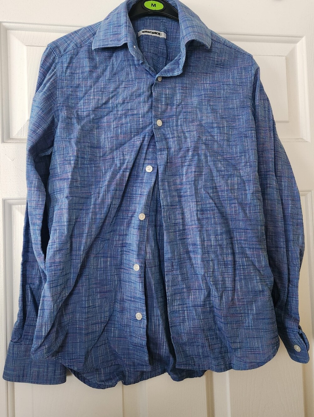 Naracamicie Blue Textured Plaid Button-Down Shirt